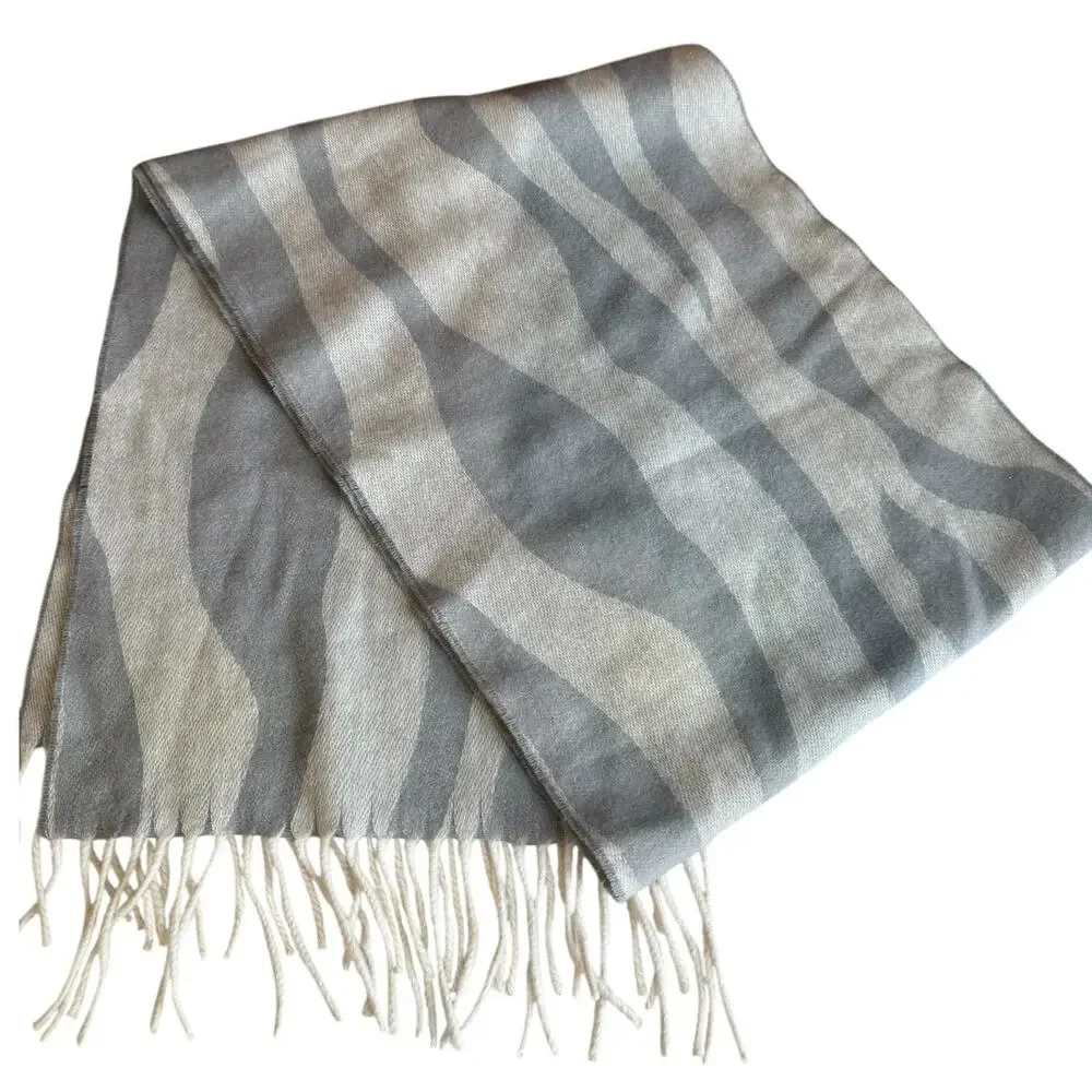 Charming Charlie Cashmere Scarf Gray Animal Print